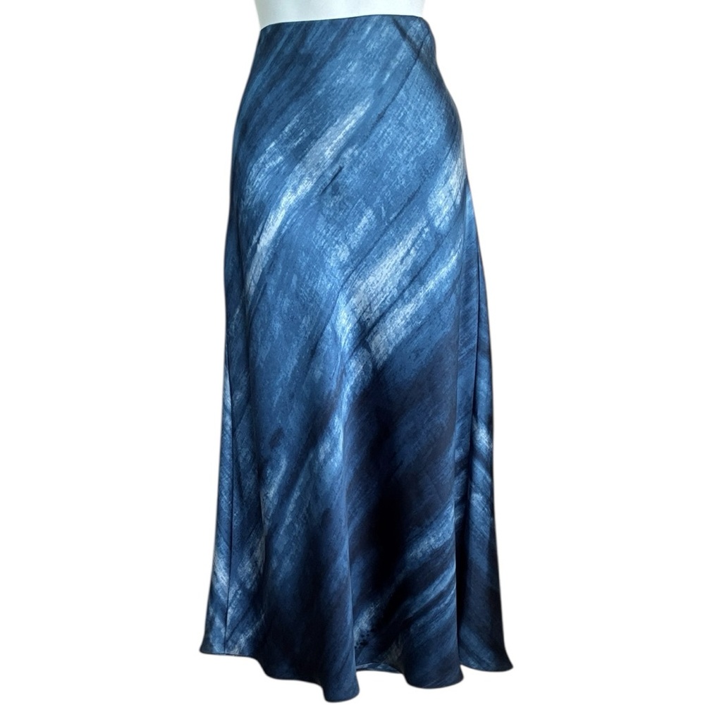 LAUREN RALPH LAUREN Elegant Blue Tie-Dye A-line Skirt, Pull-on. 8